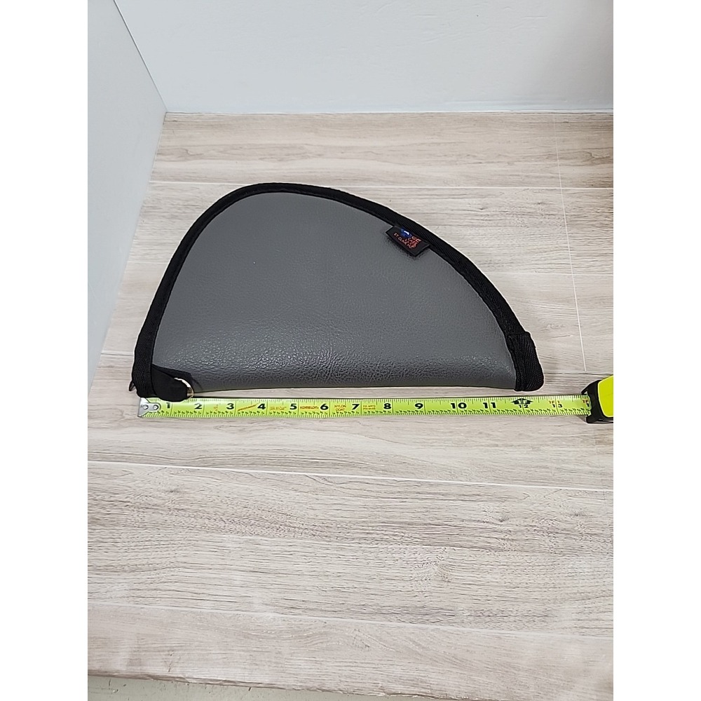 ACE PISTOL GUN Case, PADDED SOFT Inside Faux Leather Outer Shell Gray 12'' X 7'' - Picture 6 of 6